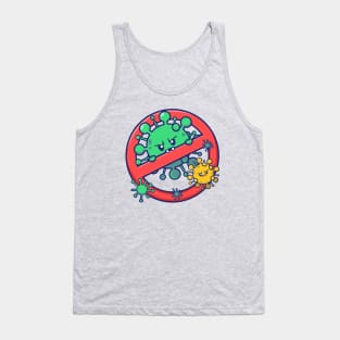 Cute Virus Cartoon With Stop Sign Cartoon (2) Tank Top